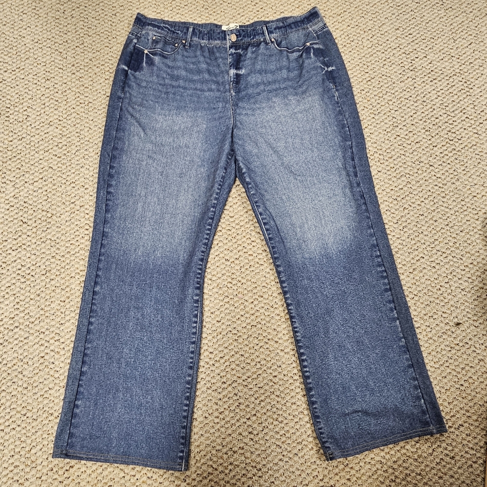 Seven7 Women's Relaxed Fit Pull-On Stretch Denim‎ Illusion Jean Plus Size XXL